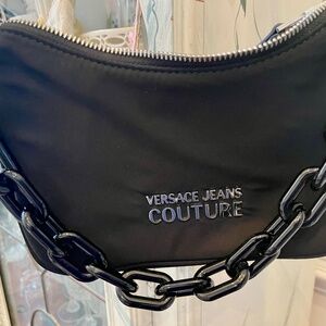 Versace Jeans Couture Black Shoulder Bag with Chain Handle